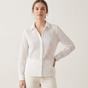 Land’s End Eyelet Blouse, Button Down, Preppy, Classic , Feminine , size 10